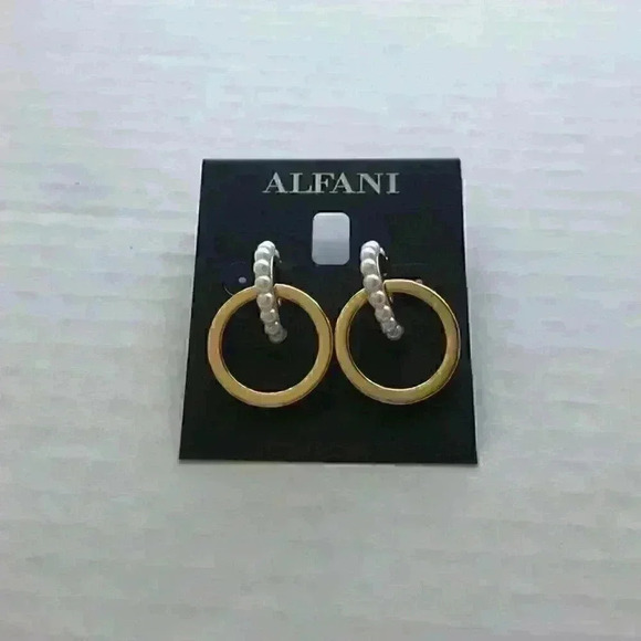 Alfani new Pearl Double Hoop Drop Earrings - Picture 7 of 8